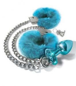 NIXIE METAL PLUG & FURRY CUFF SET BLUE METALLIC